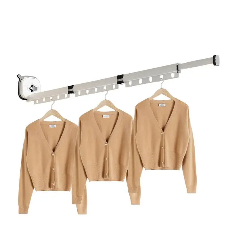 

Retractable Laundry Drying Rack No Punching Folding Clothes Hanger,Aluminum Retractable Drying Rack,Suction Cups Wall Hanger