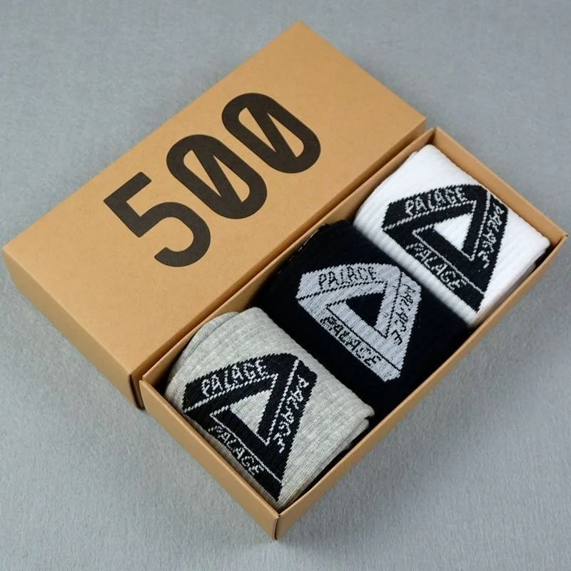 Palace 농구 양말 - 종아리 중간 글자 그래픽 운동 양말, 수분 흡수 흑백 남여 공용 스트리트웨어