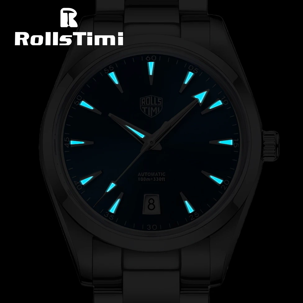 Roollstimi New Men\'s Mechanical Watches NH35A Luxury Automatic Watch For Men AR Coating Sapphire 10Bar BGW9 Luminous Wristwatch