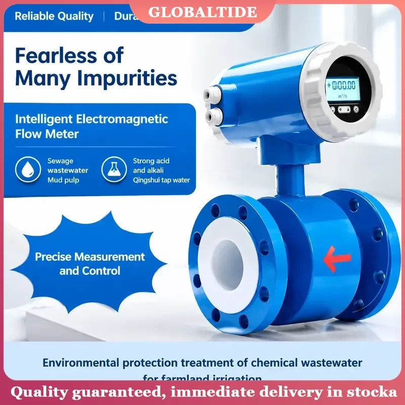 Sewage Electromagnetic Flow Meter Integrated Type PTFE Lined Pipe Liquid Flow Meter RS485 4-20mA Pulse Output DN15