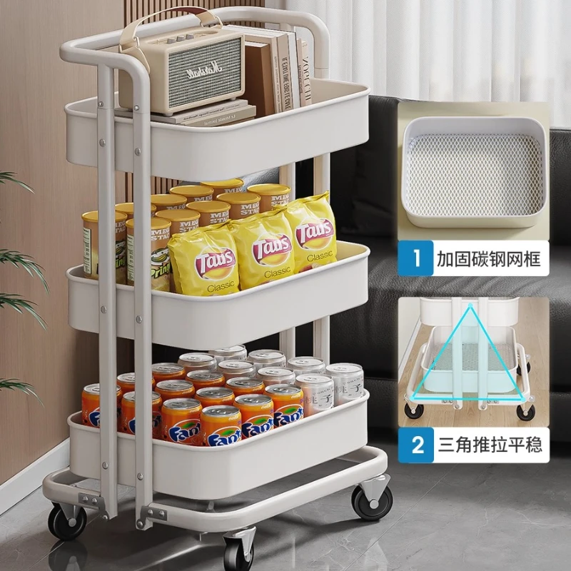 Rack de armazenamento multicamadas para carrinho, estante móvel para lanches