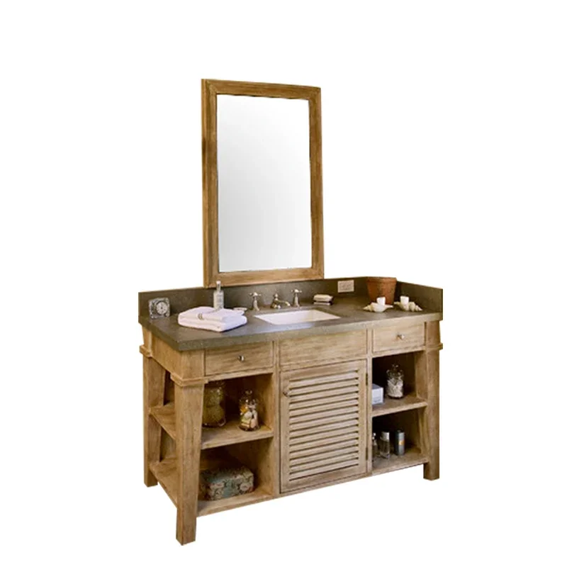 Bathroom Cabinet Solid Wood Shutter Door Floor Nordic Washstand Wash Basin Noodle Pool Washbasin