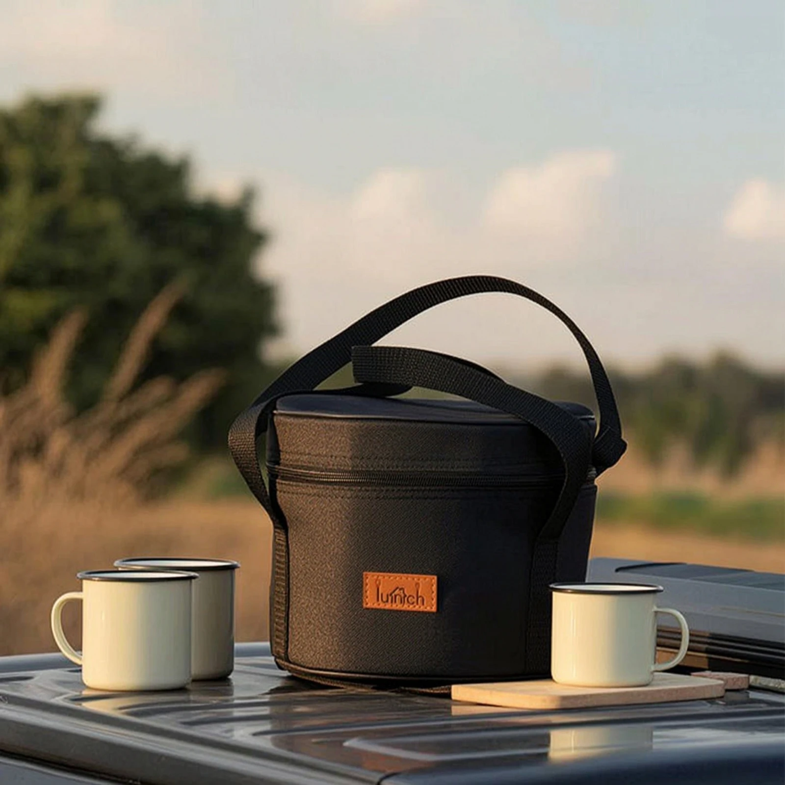Insulated Cookware Bag with Zipper Lightweight Cookware Storage Bag with Shoulder Strap Sturdy Tear-Resistant for Campers