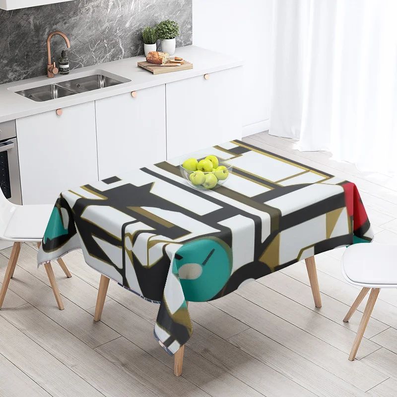 Abstract Geometric Tablecloth 1pc Resistant Party Decoration Restaurant Cafe Dining Table Tablecloths 140X200cm