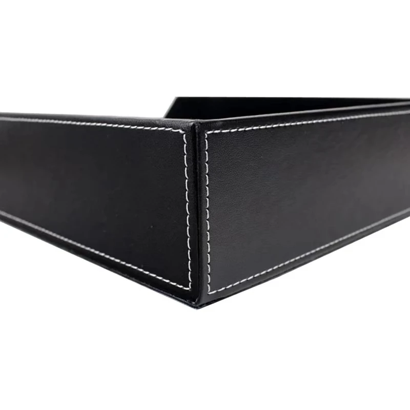 PU Leather Letter Tray Document Desk Stackable Office File Organizer - Collection Stackable File Holder