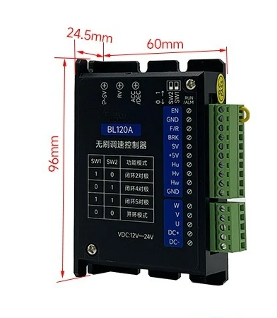 

DC12V/24V 120WBL120A Brushless Driver Supports IO Control PWM Analog Speed Regulation