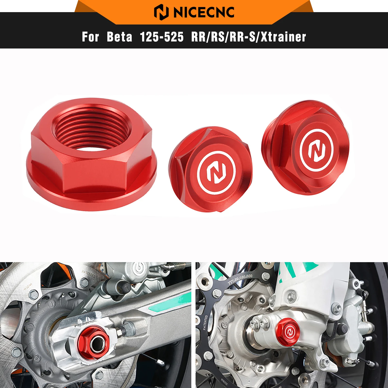 NICECNC Front Rear Wheel Axle Nut Screw Bolt For Beta RR300 RR250 RR125 RR200 RR350 RR390 RR430 RR450 RR480 RR490 RR498 RR-S350