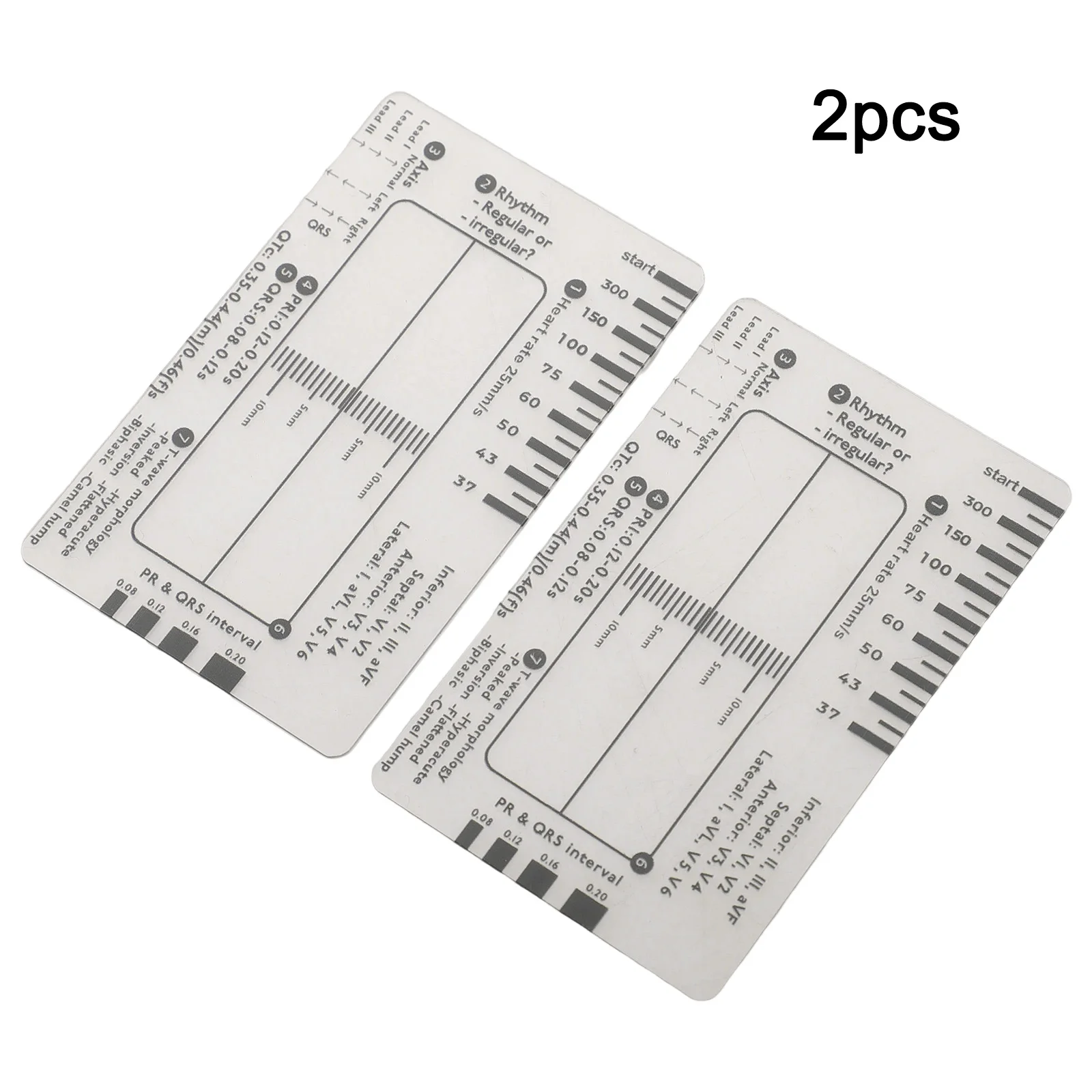 1/2pcs Ecg 7Step Ruler Interpretation Measurement Tool Heart Rate Scale Reference Guide Card Evaluation Transparent Caliper