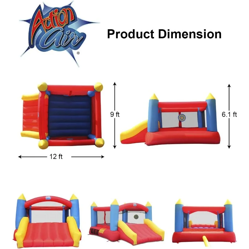 Bounce House, Inflatable Bouncer with Air Blower, Jumping Castle with Slide, Family Backyard Bouncy Castle, Durable Sewn