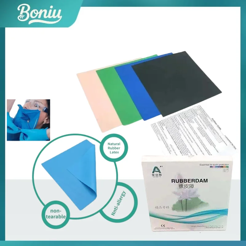 

Dental 5x5/6x6 Rubber Dam Sheet Natural Latex Barrier for Kids & Adults - Endodontic Teeth Whitening Dental Material
