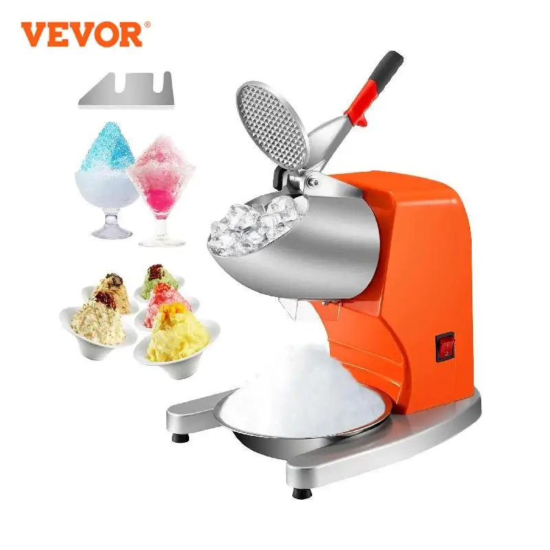 VEVOR 95Kg/H Electric Ice Crusher Dual Blade Snow Cone Granizing Machine with Free Tray Home Icy Drink Smoothie Maker Commercial