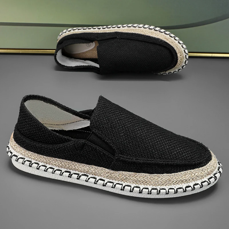 Męskie płócienne buty jesienne, szyte mokasyny, męskie oddychające, wygodne, modne płaskie buty rybackie, męskie półbuty, zapatos hombre.