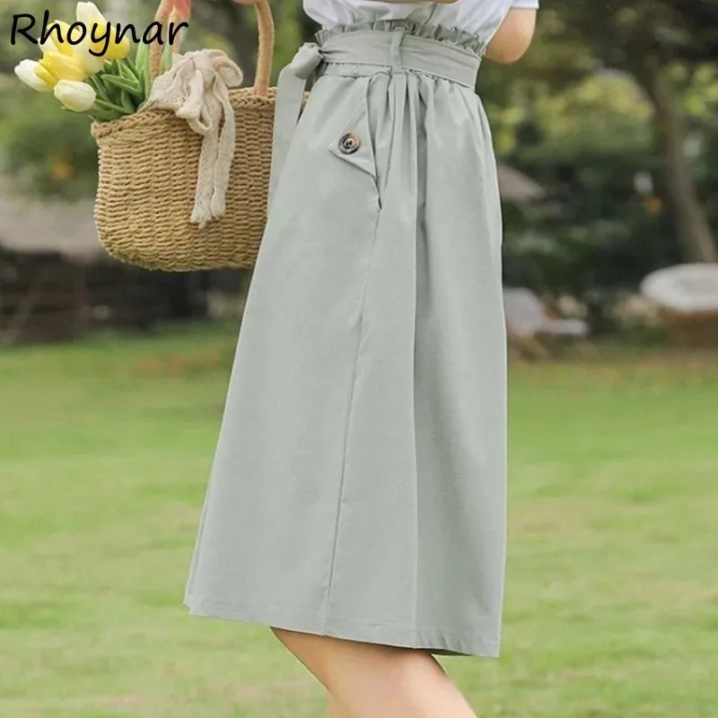 Elastic Waist Shorts Women Korean Clothing Wide Leg Loose Soft Solid Simple Daily Leisure High Street Trendy Button College Chic