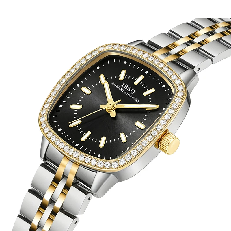 

Fashion Women Square Watch Steel Black Waterproof Vintage Quartz Hand Clock Female Exquisite Original Lady Wristwatch Golden