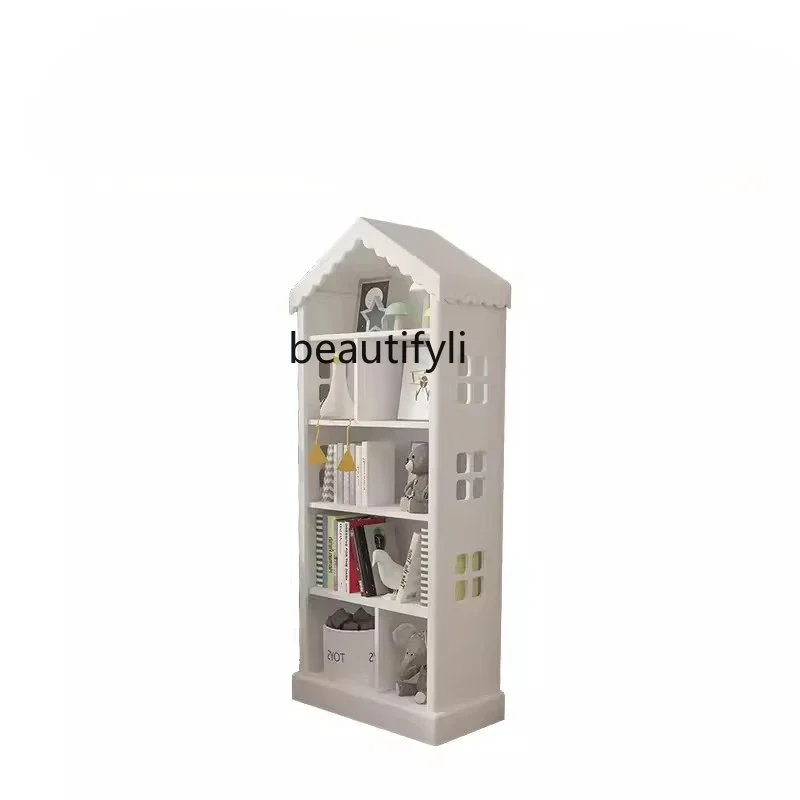 

Cream Style Bookshelf and Storage Shelf Toy Solid Wood Storage Rack Reading Household Simple Bookcase Wooden House Storage Rack