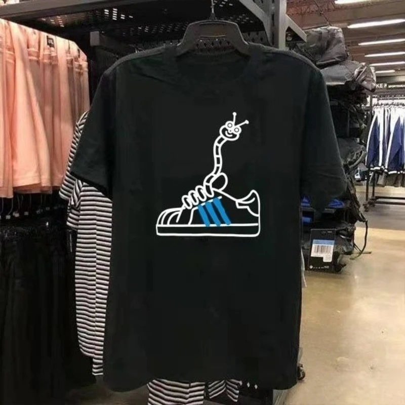 

Summer Cartoon Printing Versatile Summer Explosion Short-sleeved Men and Women Couples Loose New Version Crew Neck T-shirt