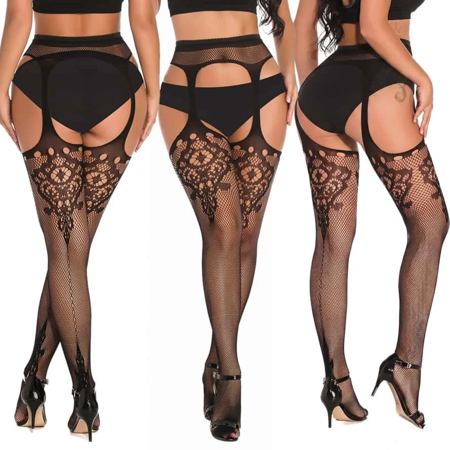 3XL Schwarze Netzstrumpfhose, Übergröße, Gothic, Mädchen, Cosplay, Strumpfhalter, Overknee-Strümpfe, Strumpfhosen für Damen, Halloween – Detail 2