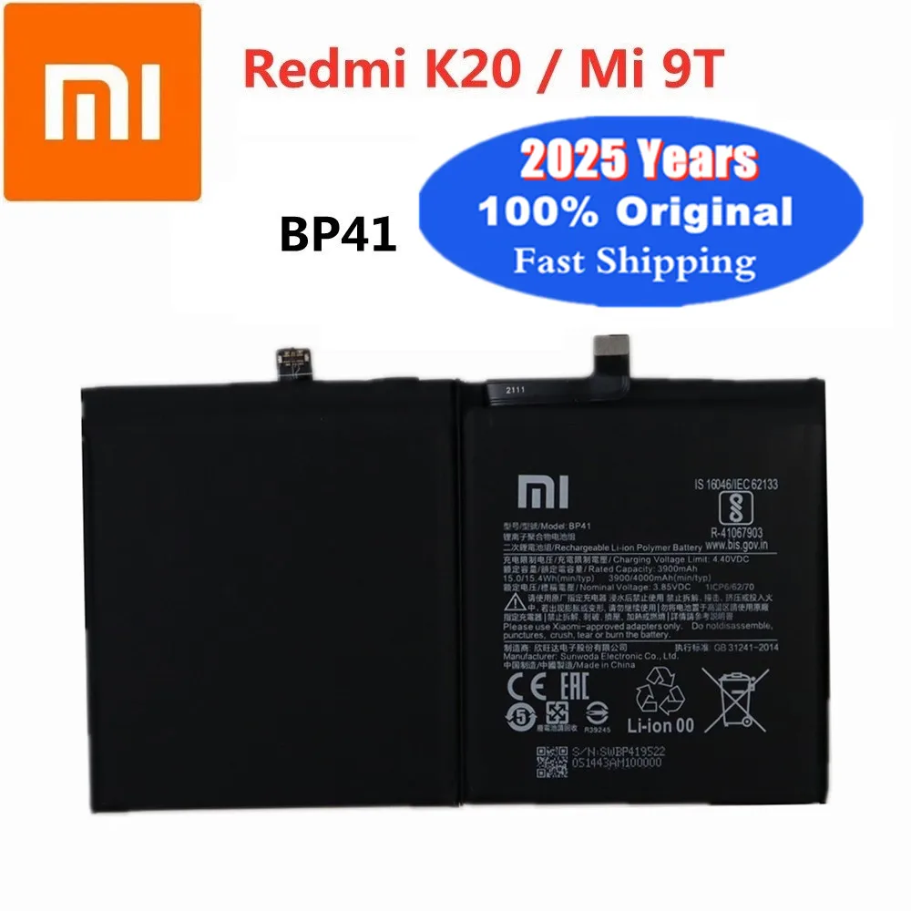 

2025 Years Xiao mi Original Battery BP41 For Xiaomi Mi 9T Mi9T Redmi K20 Bateria High Quality 4000mAh Phone Battery In Stock