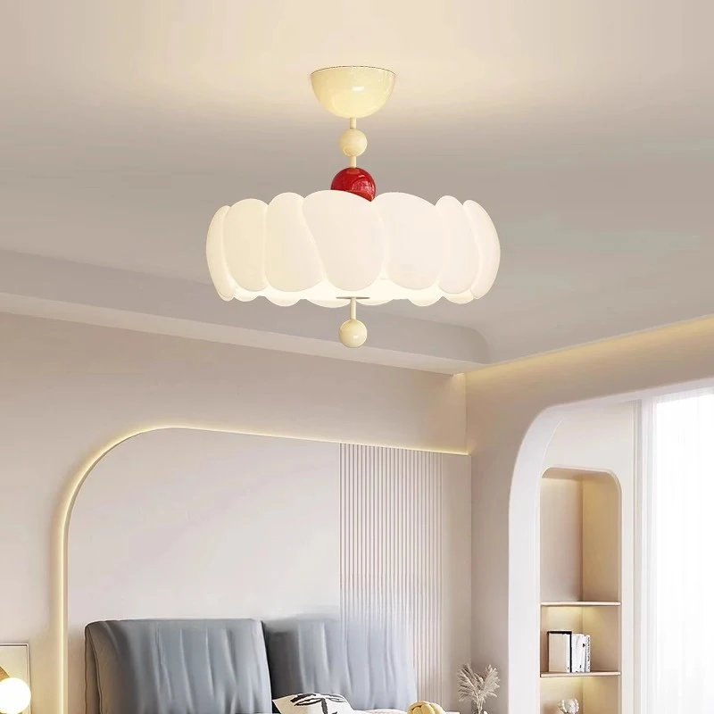 Cream White Cloud Petal Ceiling Lamp French Retro Light For Bedroom Kids Room Living Room Home
