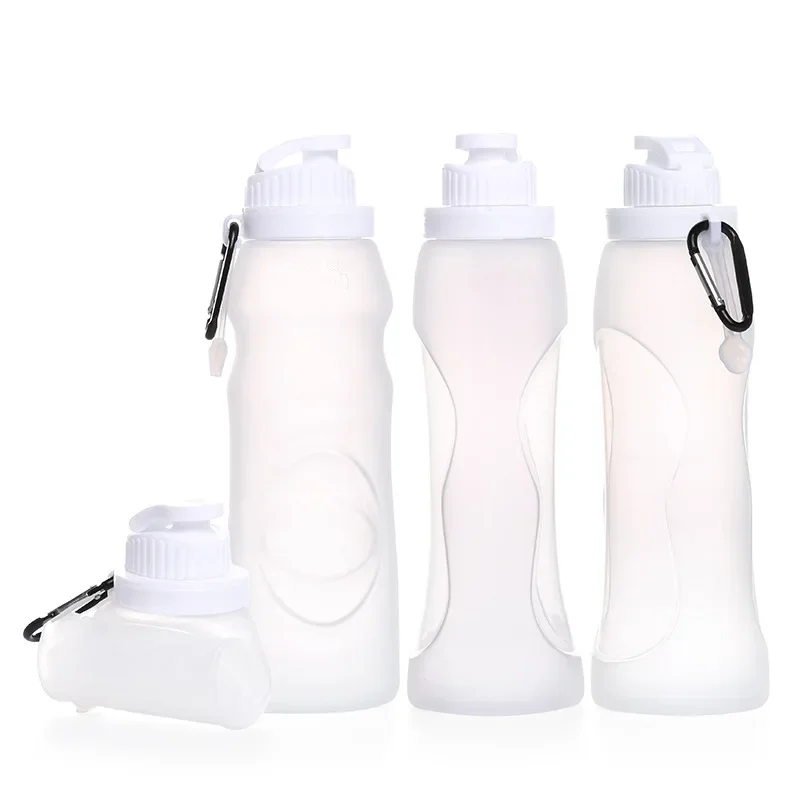 Botella de agua de silicona de 500ml, taza portátil plegable, botellas ligeras para beber, ciclismo, viajes, deportes al aire libre