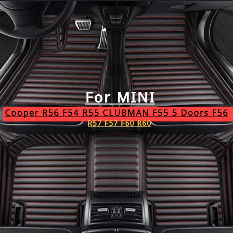 

Пользовательский для MINI Cooper R56 F54 R55 CLUBMAN F55 5 дверей F56 R57 F57 F60 R60 автомобильные аксессуары кожаные автомобильные коврики 2000-2023