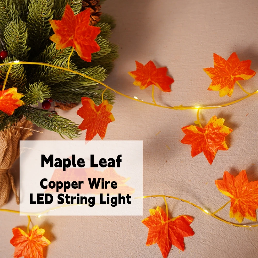Lampu LED String Daun Eucalyptus Hijau Daun Maple 5V USB Daya Baterai Dekorasi Pernikahan Natal 2M 5M 10M Lampu Peri