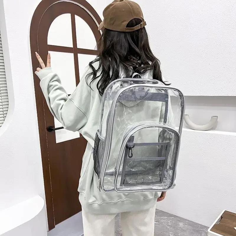 BOMO High Capacity Womens Backpack Fashion Simple Transparent Backpacks for Ladies Design Autumn Versatile Casual Female Bag