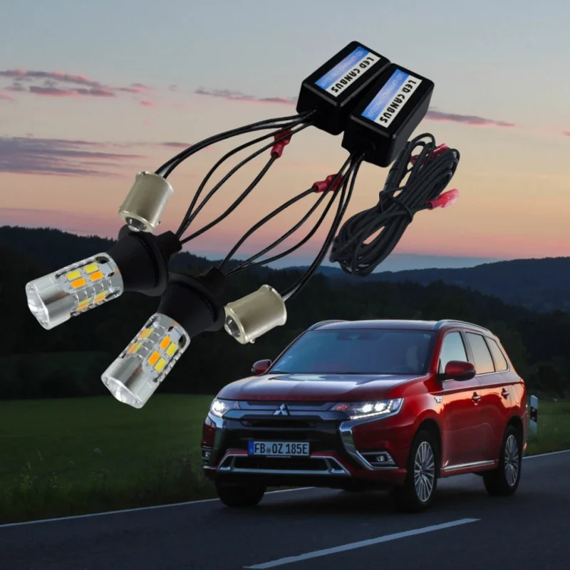 

Для Mitsubishi Outlander автомобильные светодиодные лампы аксессуары DRL BAU15S PY21W дневные ходовые огни указатели поворота фара «все в одном»