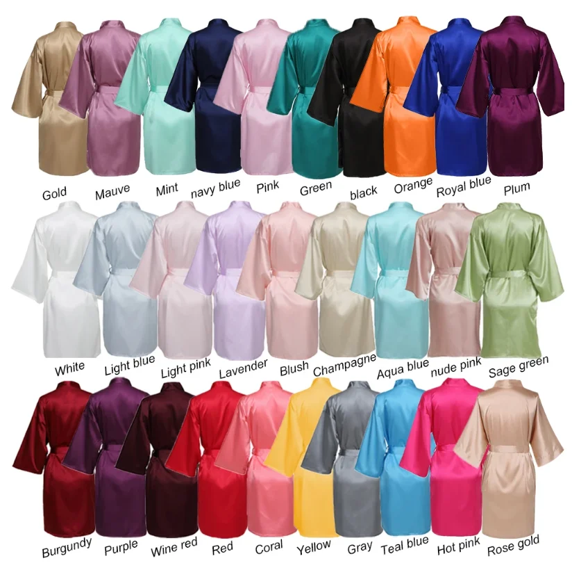 

Solid Satin Night Robe, Elegant Half Sleeve V Neck House Robe With Belt, Women's Sleepwear