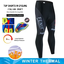 Alpecin Men's Winter Thermal Fleece Cycling Bib Tights Mountain Bike Ykk Zipper Cycling Pants Pro Team Gel Padded Mtb Long Pant