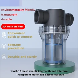 3/4inch internal thread filter, 20 water pipes, 304 stainless steel filter, pre filter, tap water pipe filter, plastic transpare