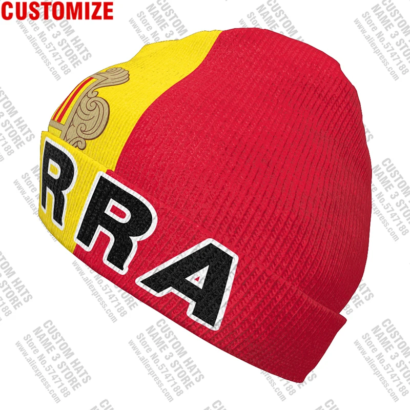 Andorra Knitted Hat Free Custom Name Winter Cold Pullover Catalan Andorran Principat Flag Knit Keep Warm Caps Ad Hip Hop Beanies