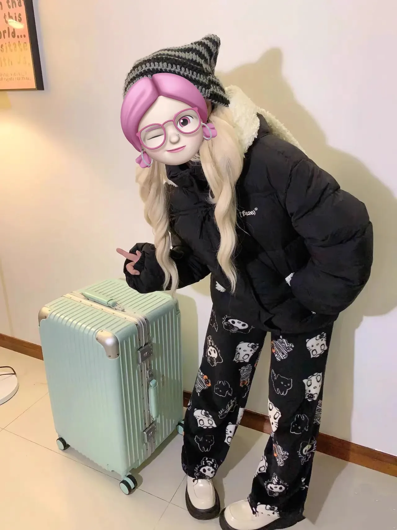 Повседневные домашние пижамные штаны на флисовой подкладке с рисунком Hello Kitty на Хэллоуин и Рождество, подходят для осени и зимы