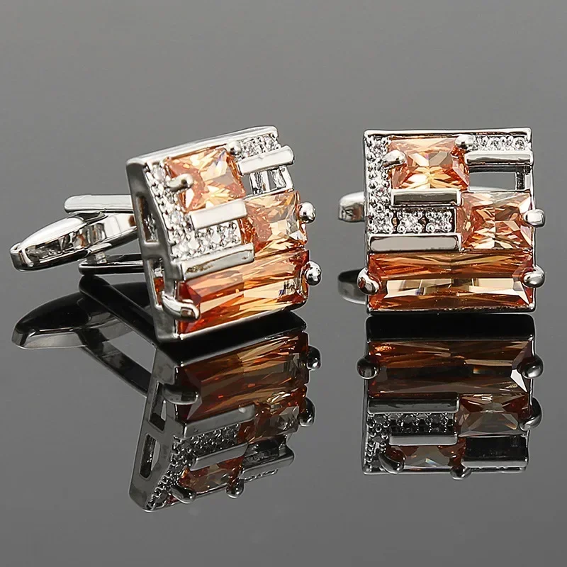 Fashion Hollow Out Crystal Metal Cufflinks Light Luxury French Shirt Cuff Accessories for Men and Women\'s Business Wedding Gifts