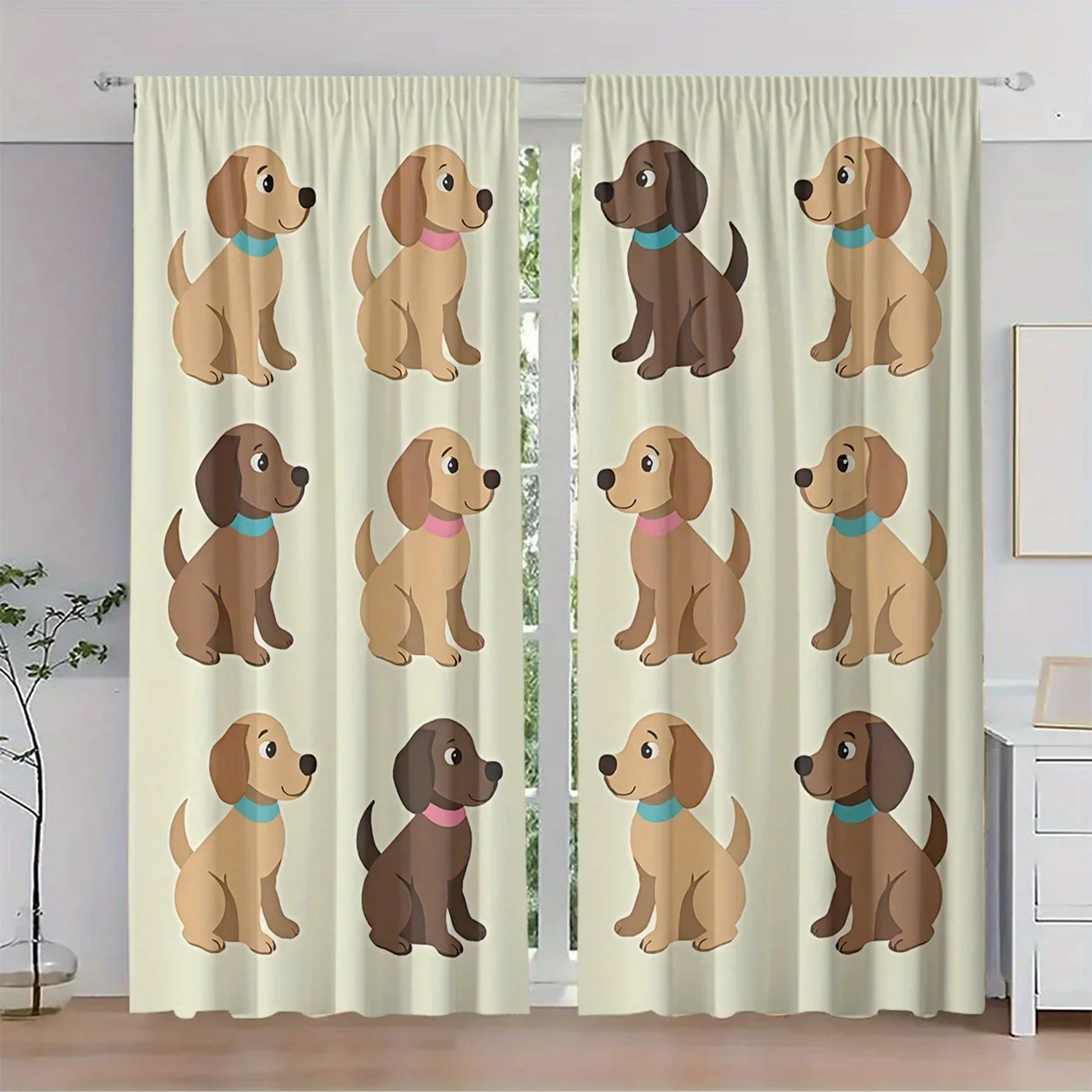 

Collection of cartoon puppies patterns Print Drapes Room Darkening Window Curtains for Home Decor,Rod Pocket Blackout Curtains
