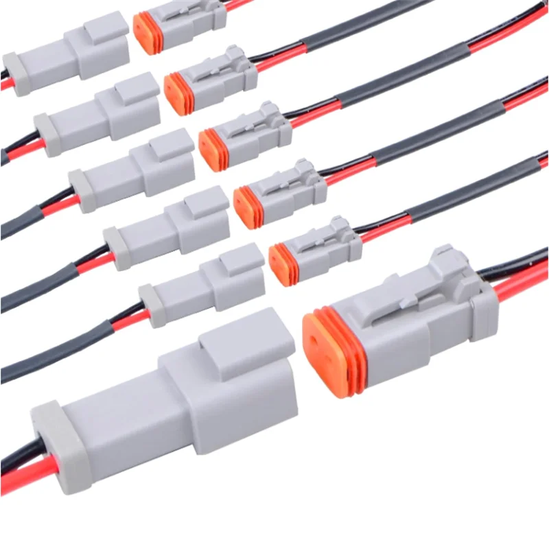 2Pack 2P 3P 4P 6P 8P Waterproof DT Connector Male and Female Wire Connectors with 18AWG Applicable for Automotive Electrical