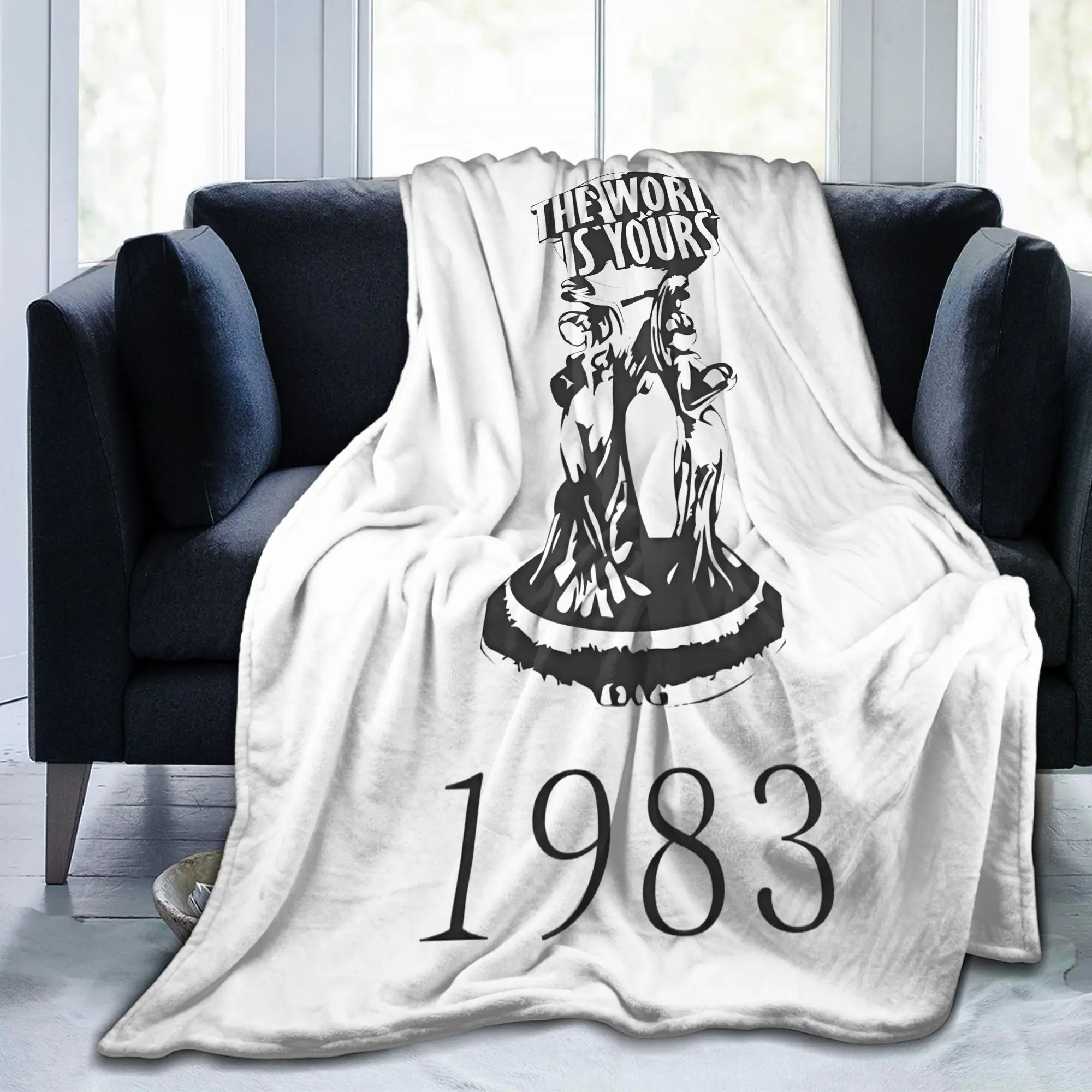 Scarfaces The World Is Yours Flannel Throw Blankets Globe Statue for Couch Knitted Blanket Gift Warm Multifunction Throws