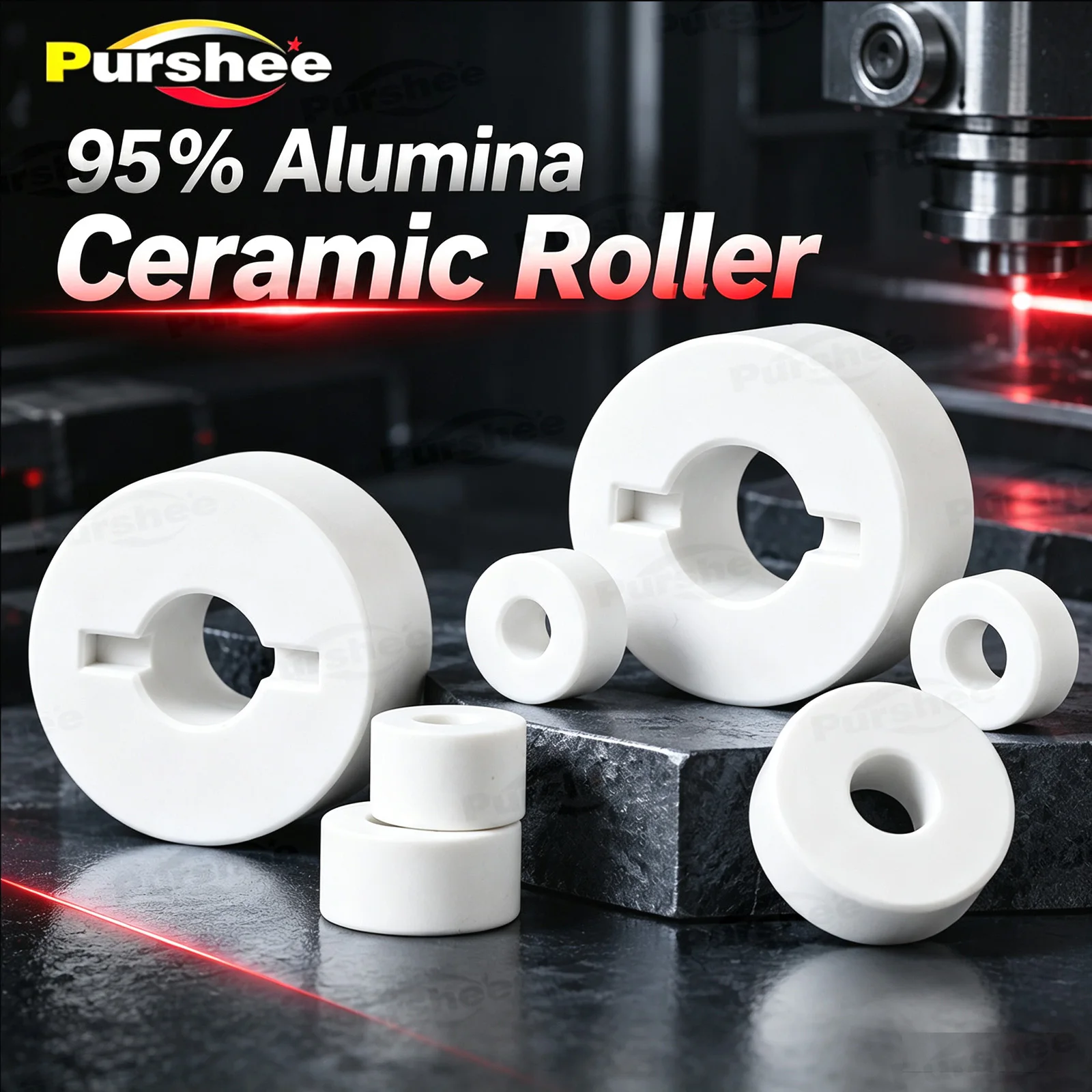 95% Alumina Ceramic Roller High Temperature Wheel Industrial Kiln Roller Wheel for Lithium Battery Sintering Furnace