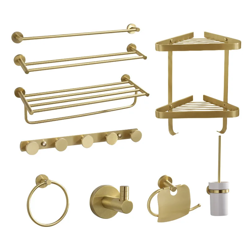 

Bathroom Sanitary Ware And Accessories Shower Hanger Household Brushed Gold Series Hardware Set