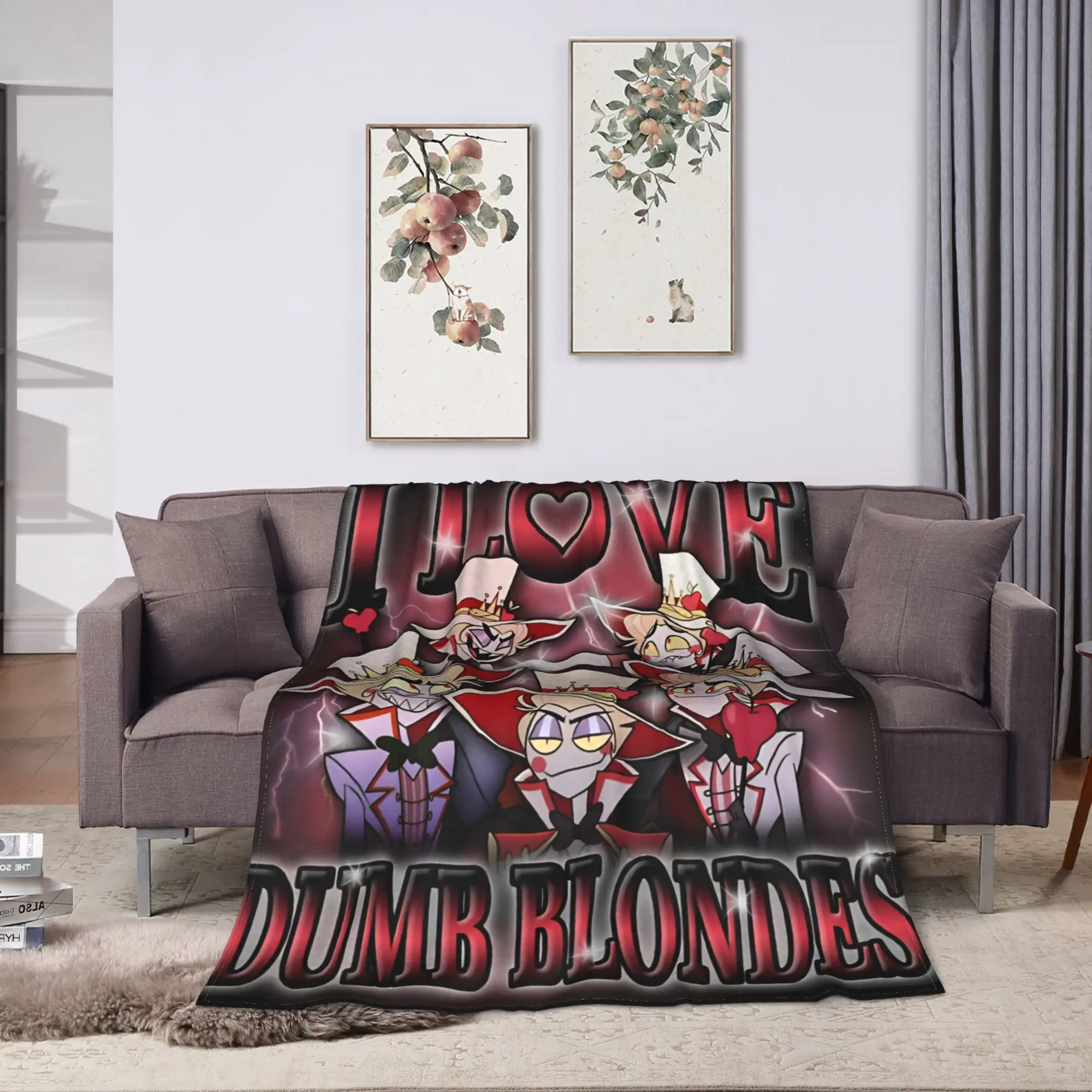 Soft Warm Blanket Kids Adult Travel Hazbin Hotel Lucifer I love dumb blondes Throw Blanket  Flannel Bedspread For Home Decor