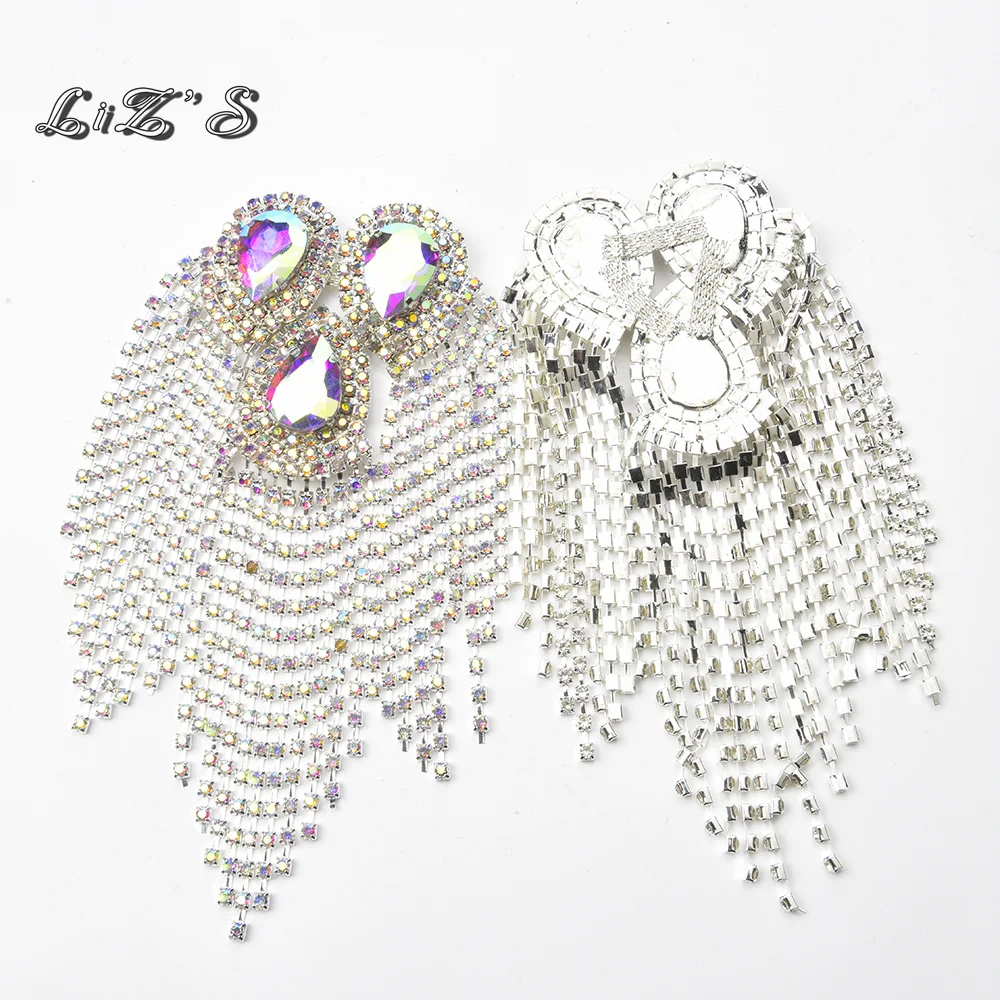 BlingBling Crystal Waterdrop Rhinestone Trimming Glass Applique With Tassel DIY Bags Shoes Clothing Accessories