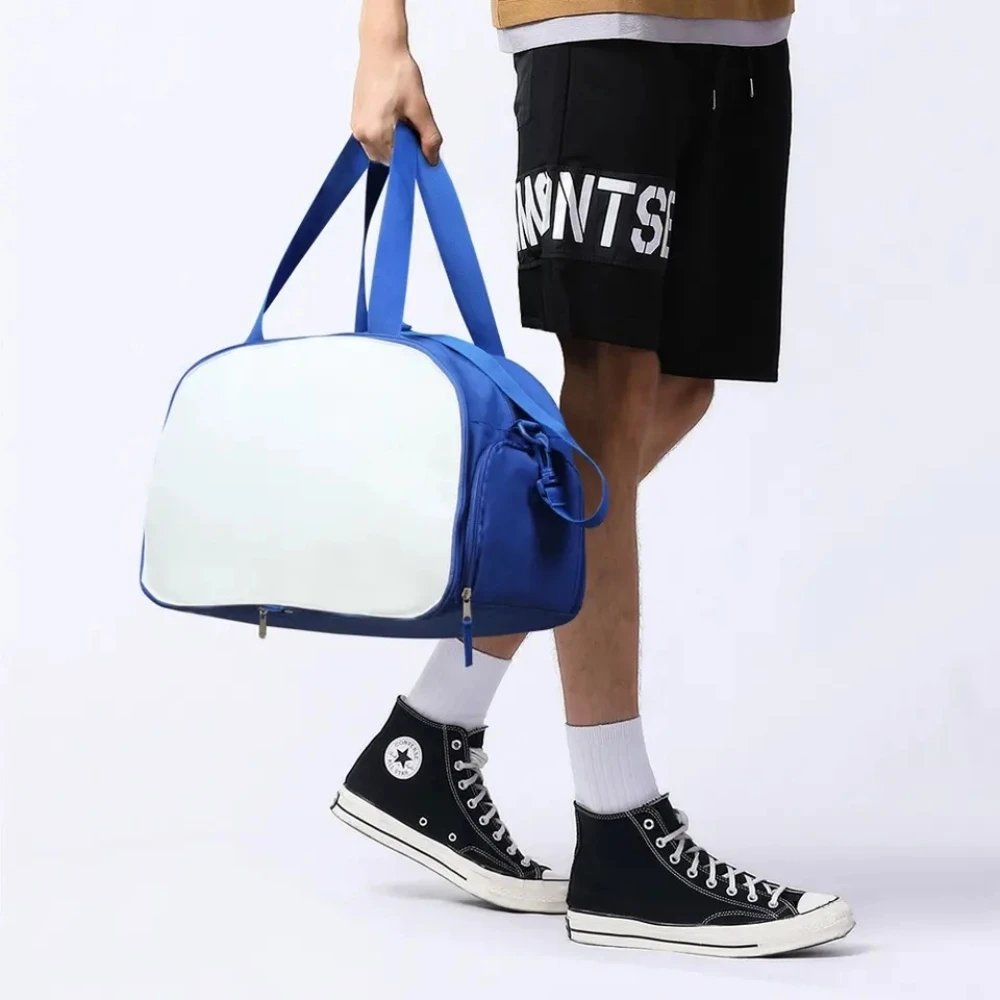 Sublimation Blank Travel Blue Tote Bag Polyester Oxford Sublimation Luggage Travel Bags For Custom Logo Dance Duffle Bag