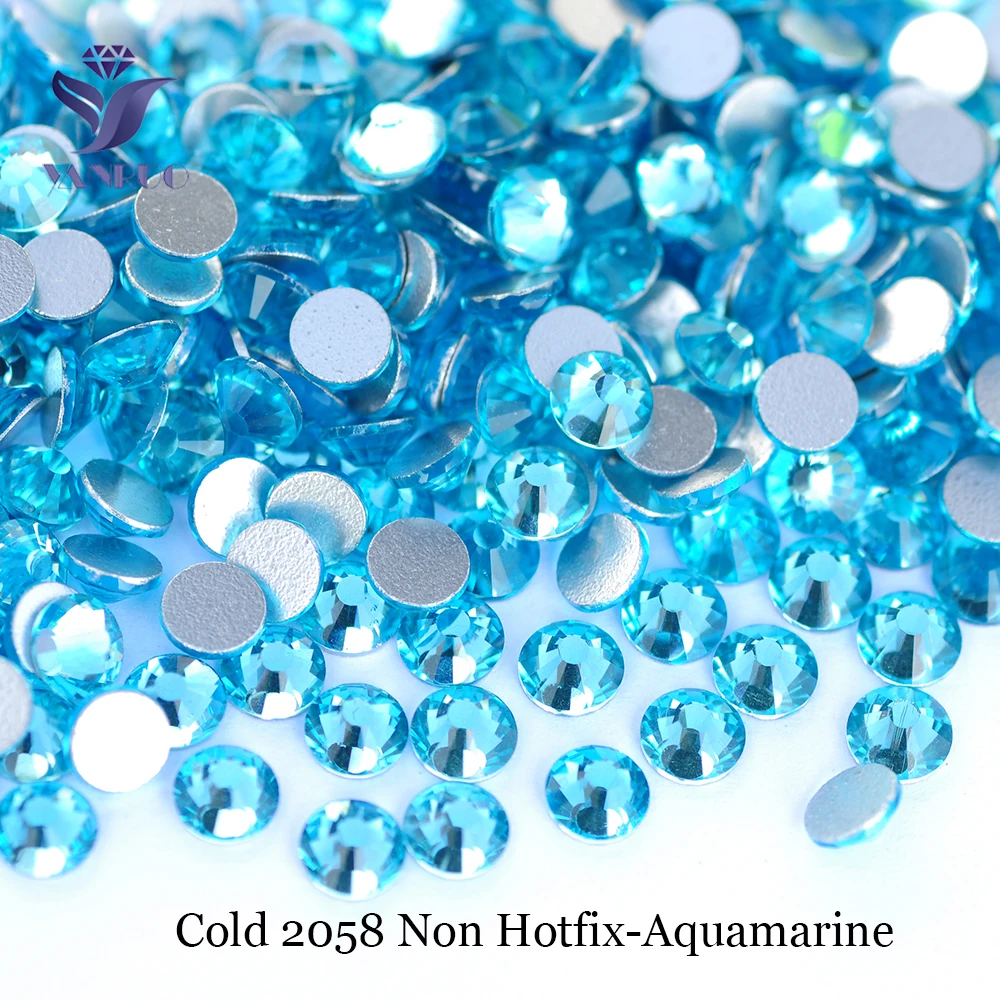 2058 All Color Nails Rhinestones Cold Fixation DIY non Hotfix Crystals Glass Flat Back Rhinestone On Clothes