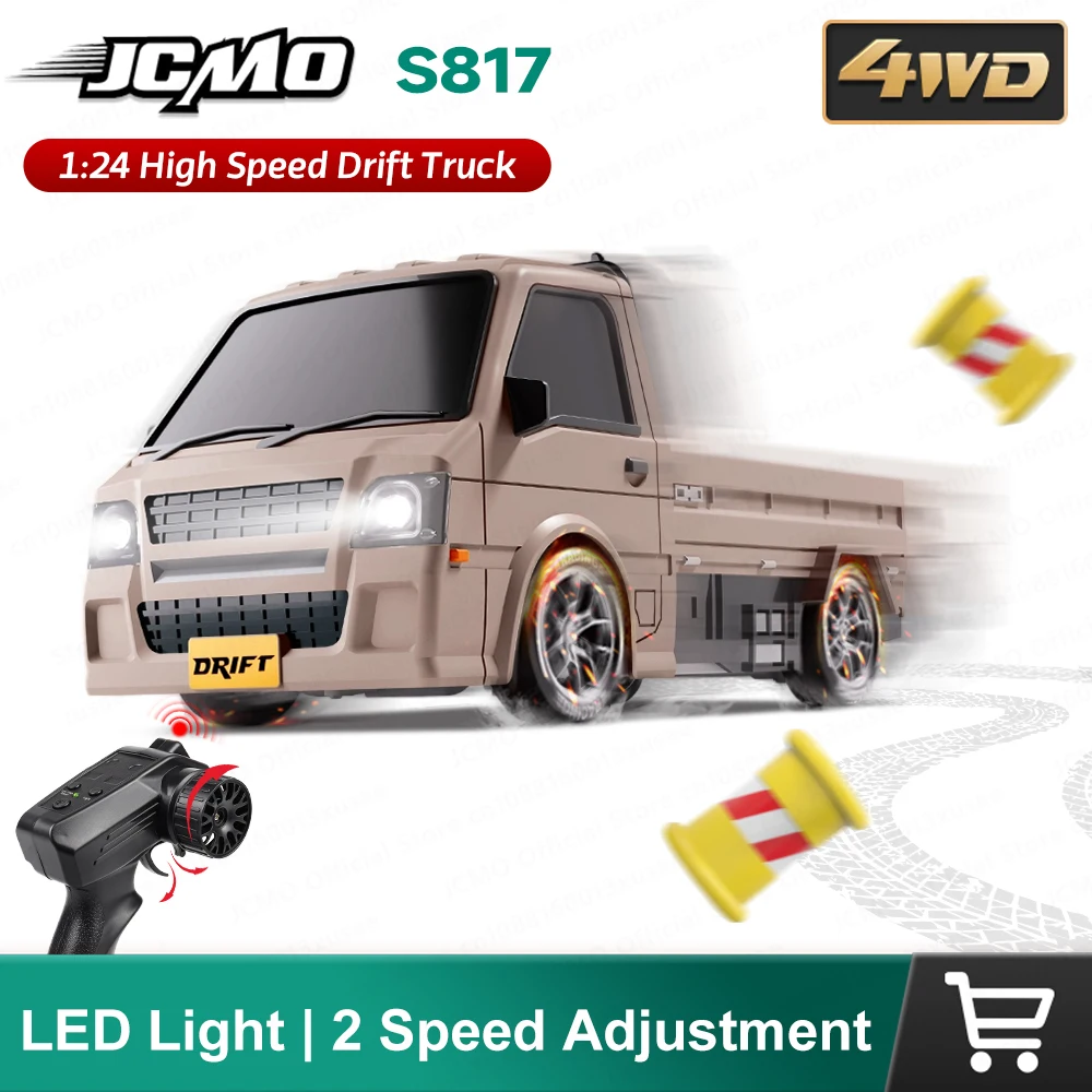 JCMO 1:24 4WD RC coche simulación deriva escalada camión luz Led velocidad ajustable carga RC juguete eléctrico modelo para niños regalos