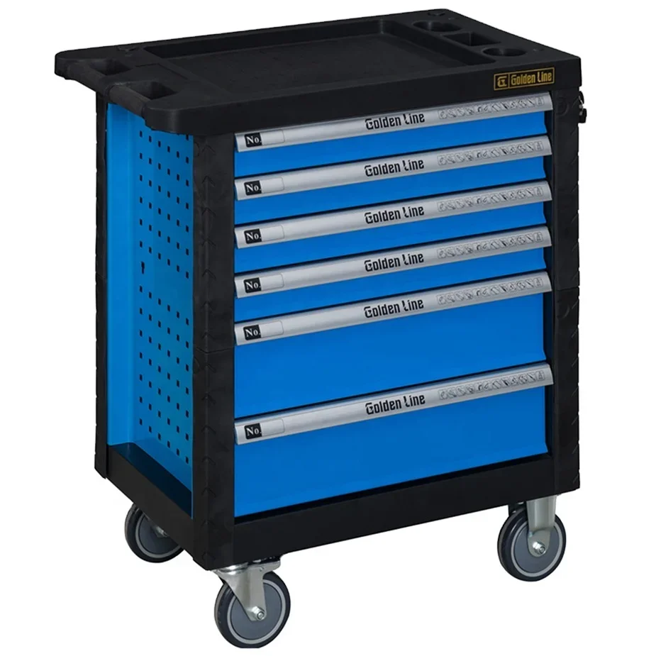 Classic 6-Drawer Cheap Lockable Tool Cabinet With Sturdy Plastic Top Jacking Tool Trolley With Quick-lock System For Workshop