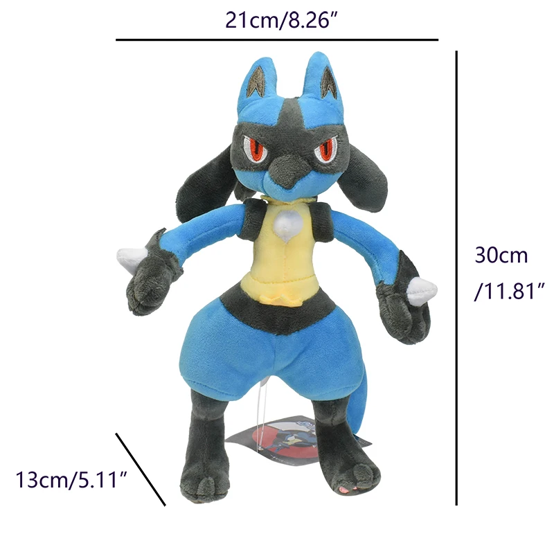 16-34cm Lucario Pokemon Plush Peluche Doll Shiny Mega Lucario Stuffed Toy Japanese Anime Souvenirs Decoration Halloween Gift