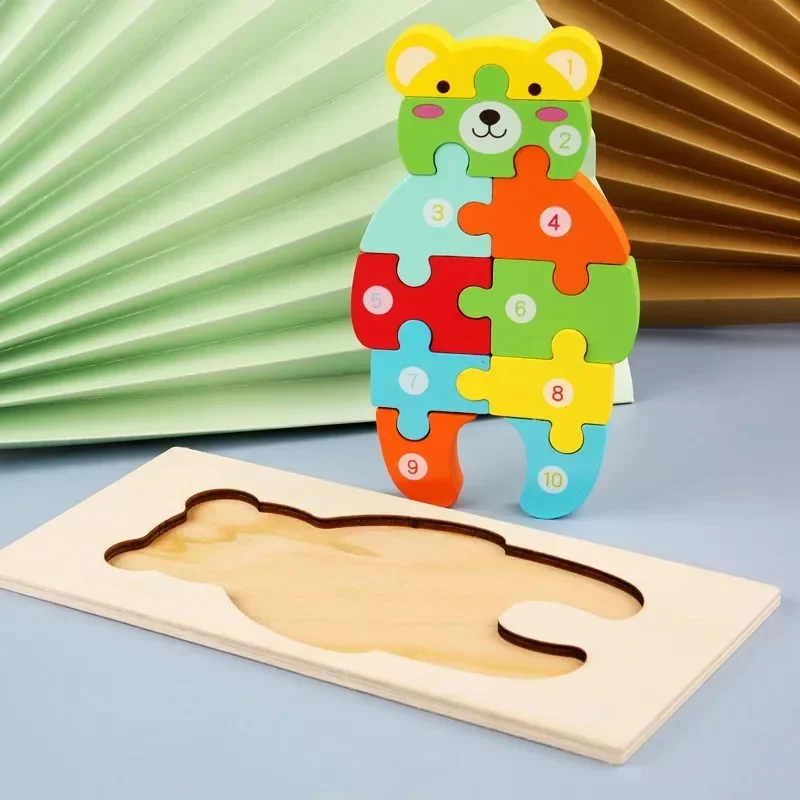 

Wooden Kid Jigsaw Board for Toddlers 3D Puzzle Tangram Cartoon Vehicle Animals Learning Educational Toys for Children Gifts New