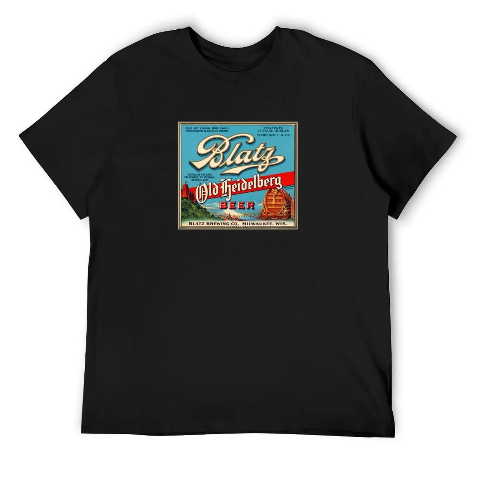 Blatz Old Heidelberg Vintage Beer Label Restored T-Shirt anime shirt summer 2025 men t shirts high quality