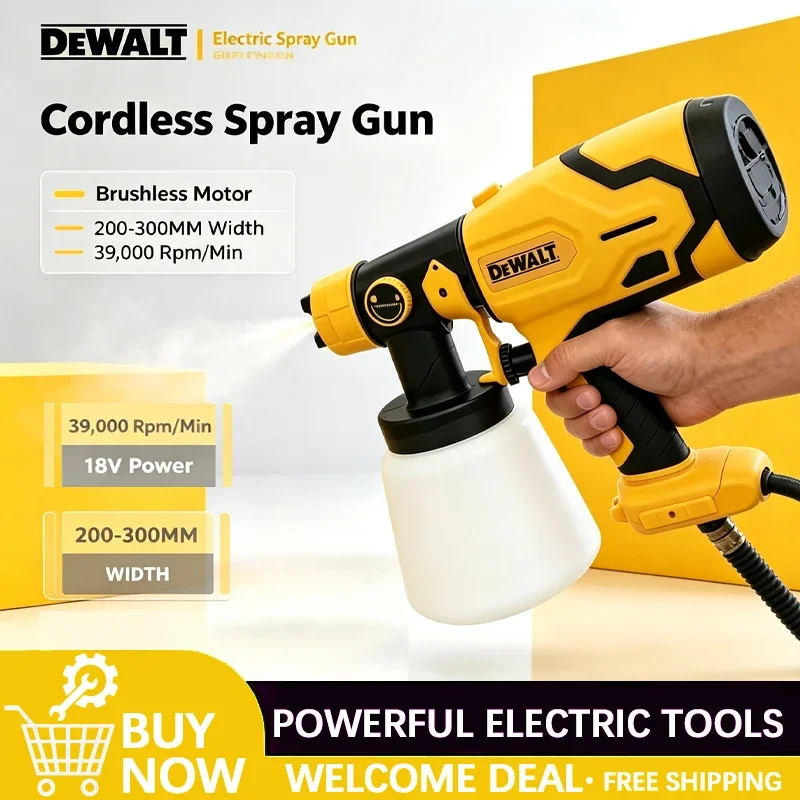 DEWALT 800ML Cordless Electric Spray Gun Portable High Power Paint Sprayer Auto Furniture Coating Airbrush for Dewalt Battery