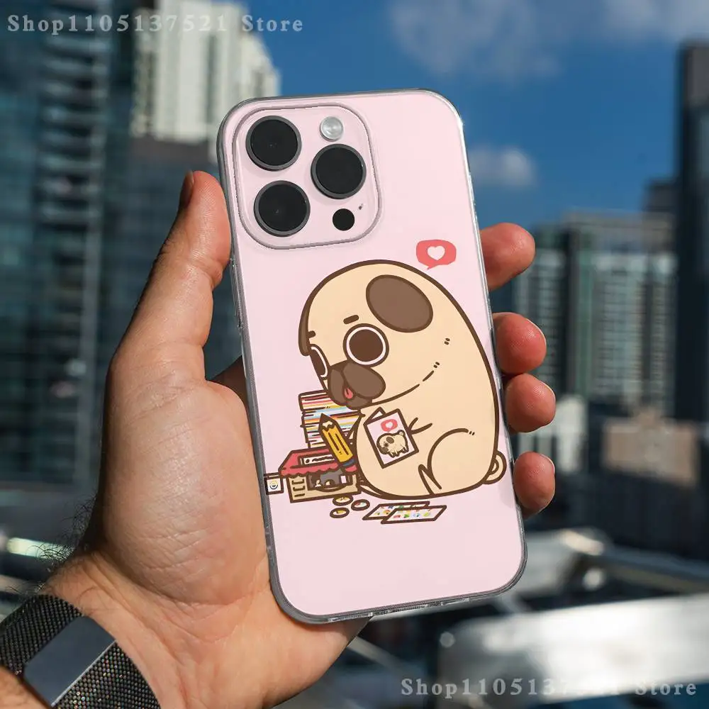 حافظة هاتف Puglie Pug لهاتف iPhone 17,16,15,14,13,12,11 Pro,Max,Plus,X,XS,XR,SE4,E غطاء ناعم شفاف صغير #4